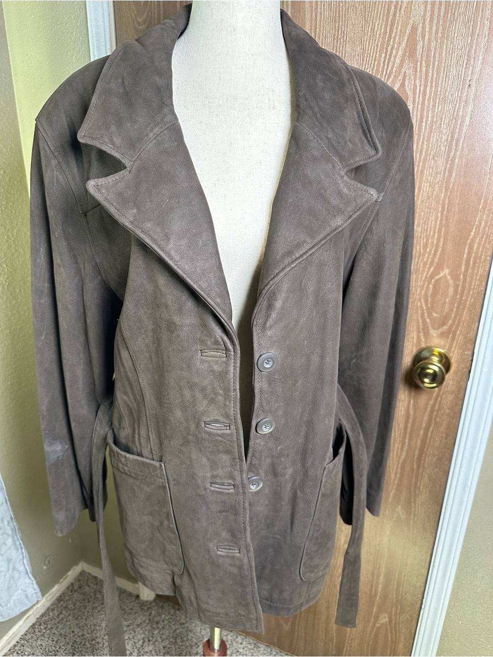 Wilson Brown Suede Trench Coat with Belt